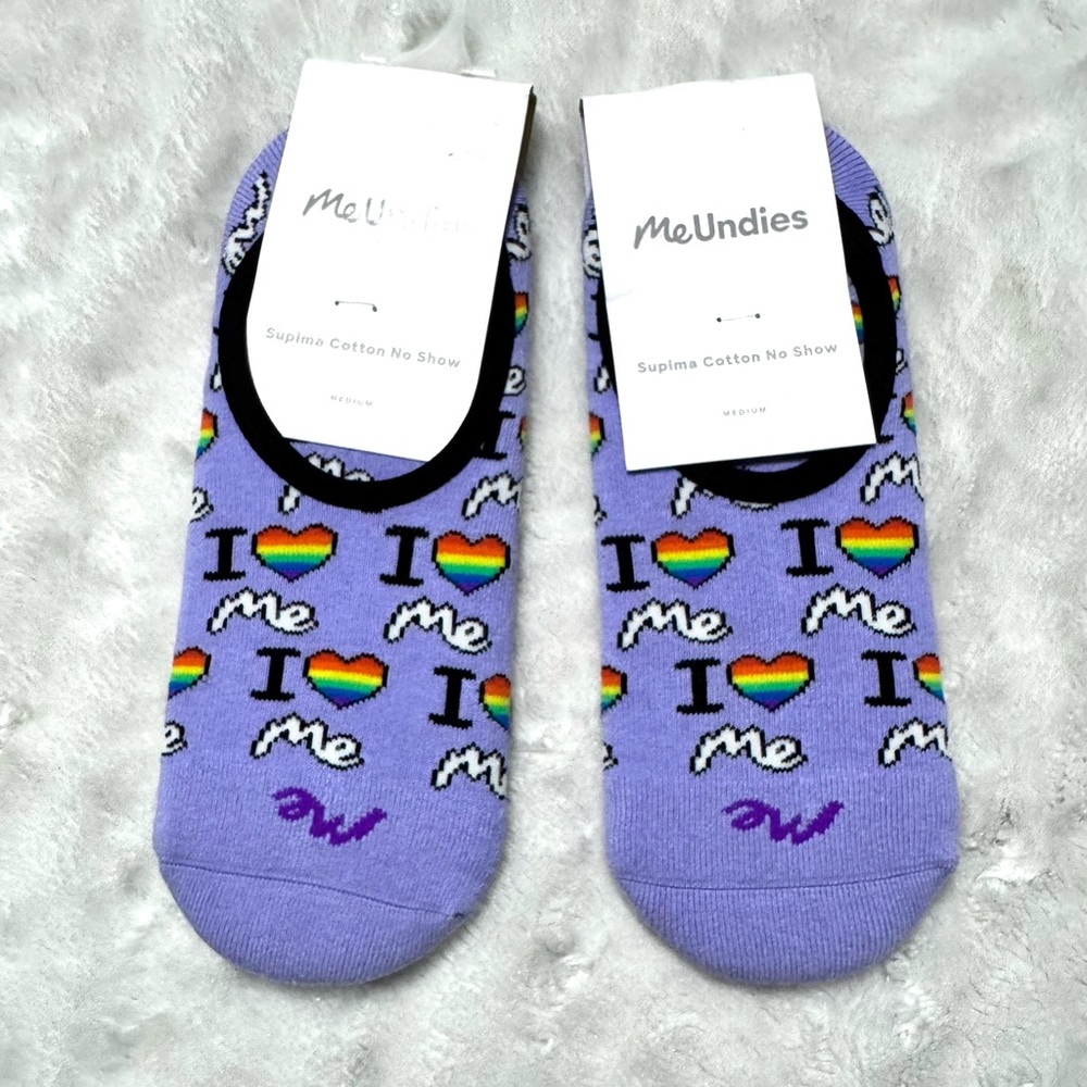 NWT- MeUndies Pima Cotton Lavender Rainbow Love No Show Seamless Sock Bundle